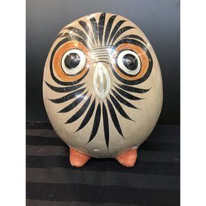 Rare 9" Vintage Tonola Owl Burnished Mexican Pottery Large